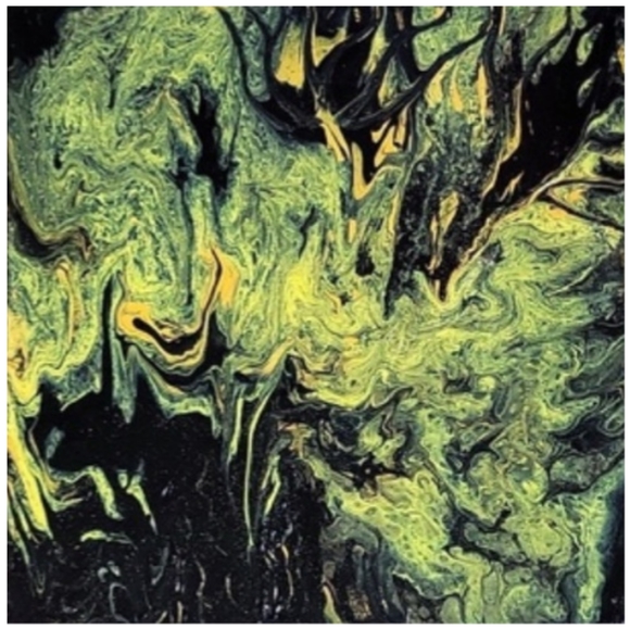 Black and Yellow Textured Abstract Design 12 x 12 Inches Canvas Painting - Picture 3 of 4